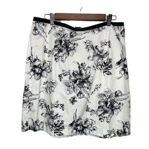 Eddie Bauer Black White Floral Skirt 100% Cotton Short Women's Size 16